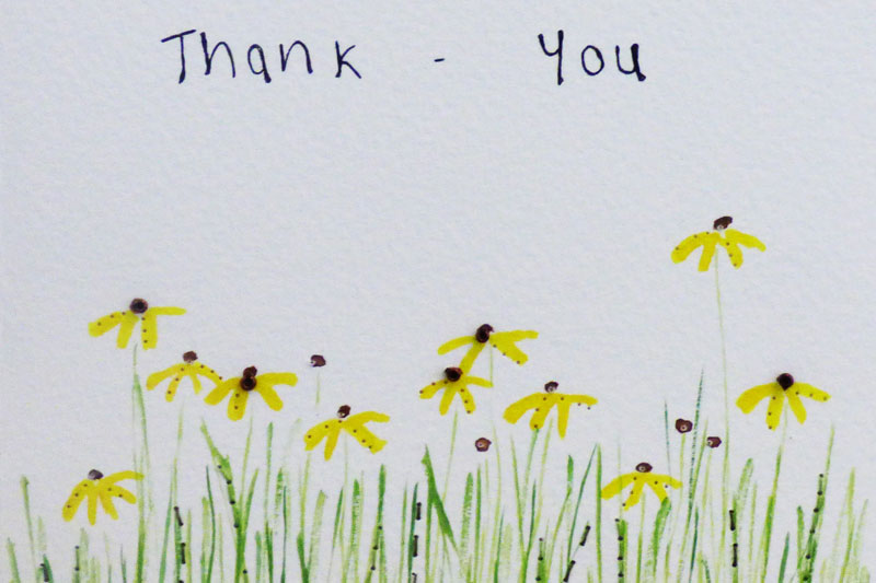 Hand painted thank you card